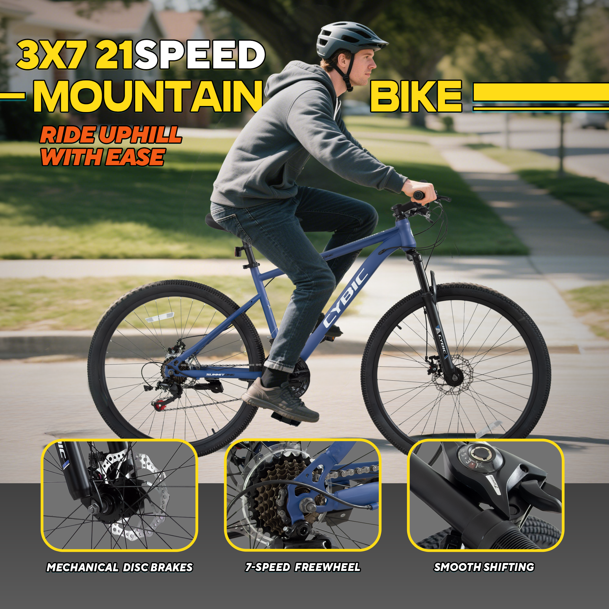 🚴♂️ CYBIC Mountain Bike, Front Suspension, 21-Speed Disc Brake,27.5IN