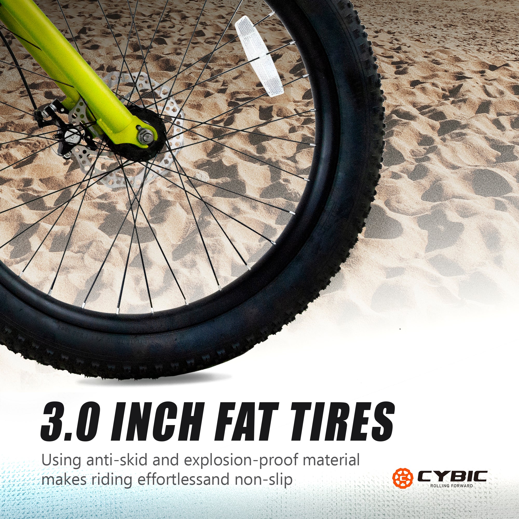 CYBIC Fat Tire Mountain Bike 24 inch Wheels, 7 Speeds