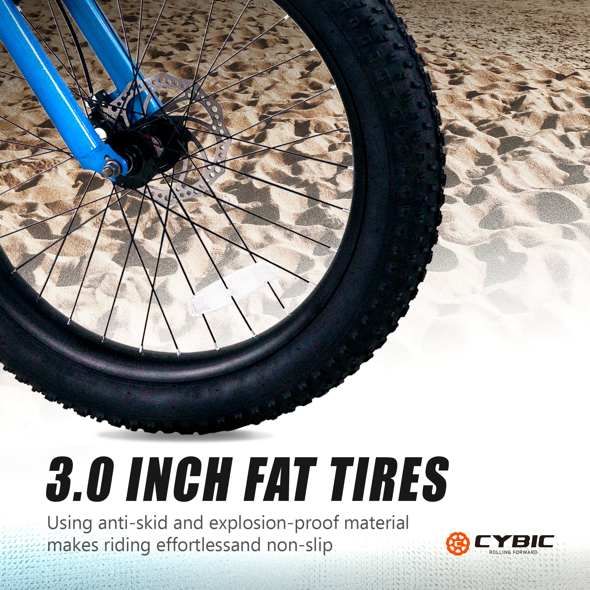 CYBIC Fat Tire Mountain Bike 24 inch Wheels, 7 Speeds