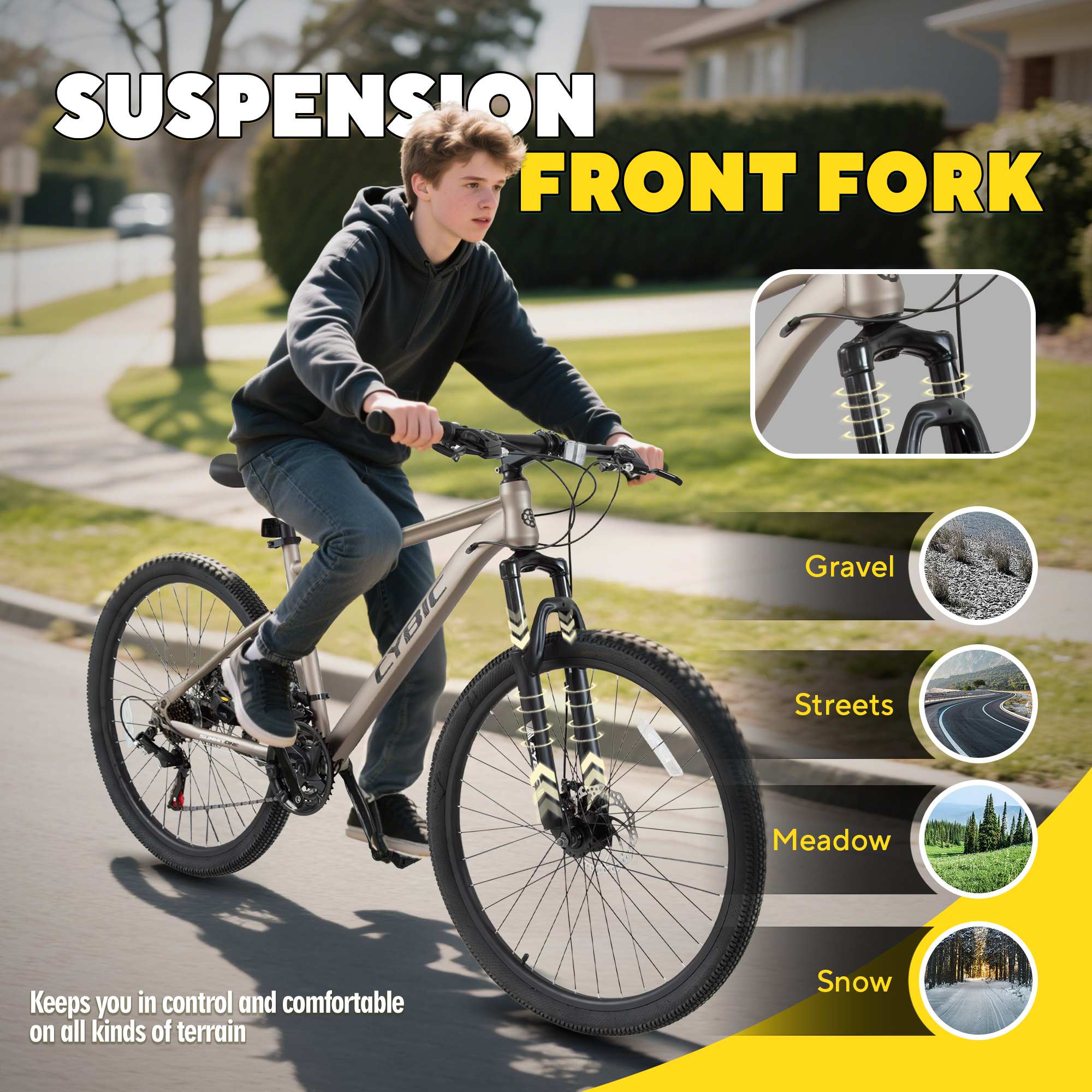🚴♂️ CYBIC Mountain Bike, Front Suspension, 21-Speed Disc Brake,27.5IN