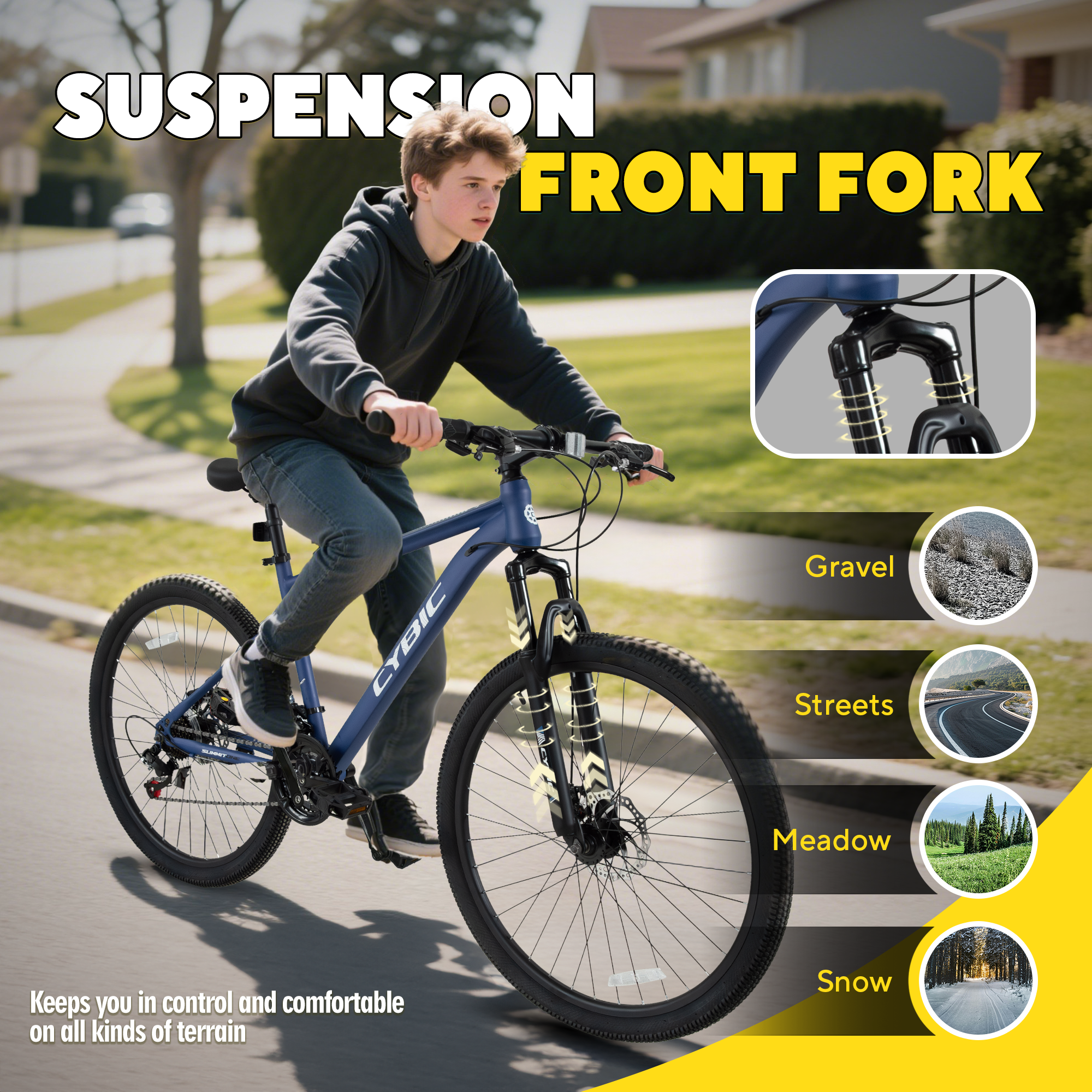 🚴♂️ CYBIC Mountain Bike, Front Suspension, 21-Speed Disc Brake,27.5IN