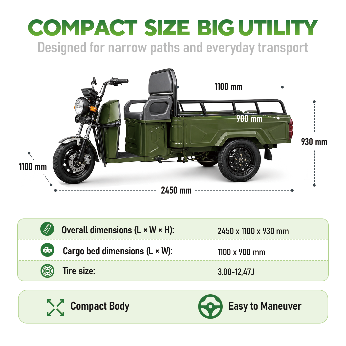 Electric Cargo Tricycle – Compact, Powerful, and Eco-Friendly Short-Distance Transport Solution