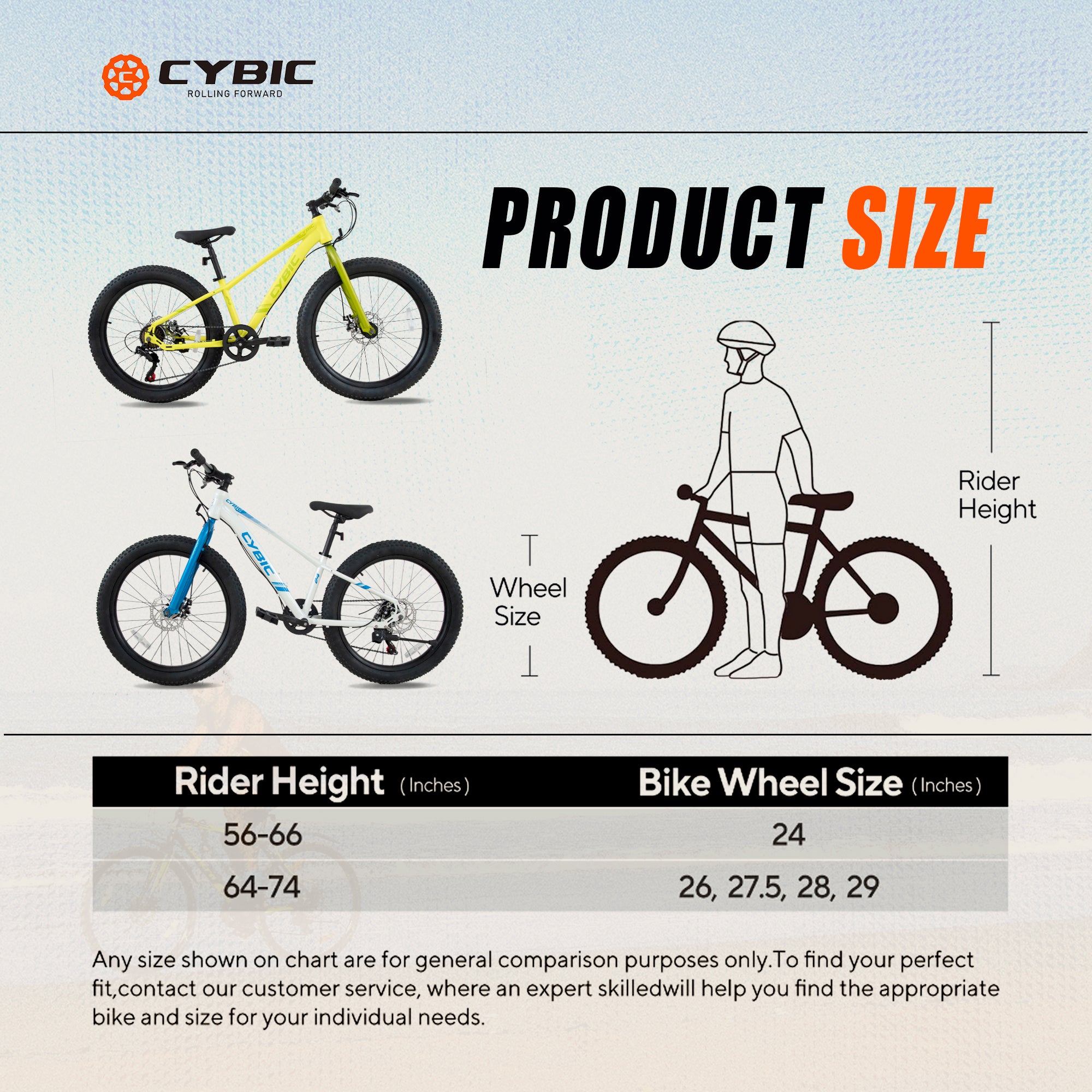 CYBIC Fat Tire Mountain Bike 24 inch Wheels, 7 Speeds