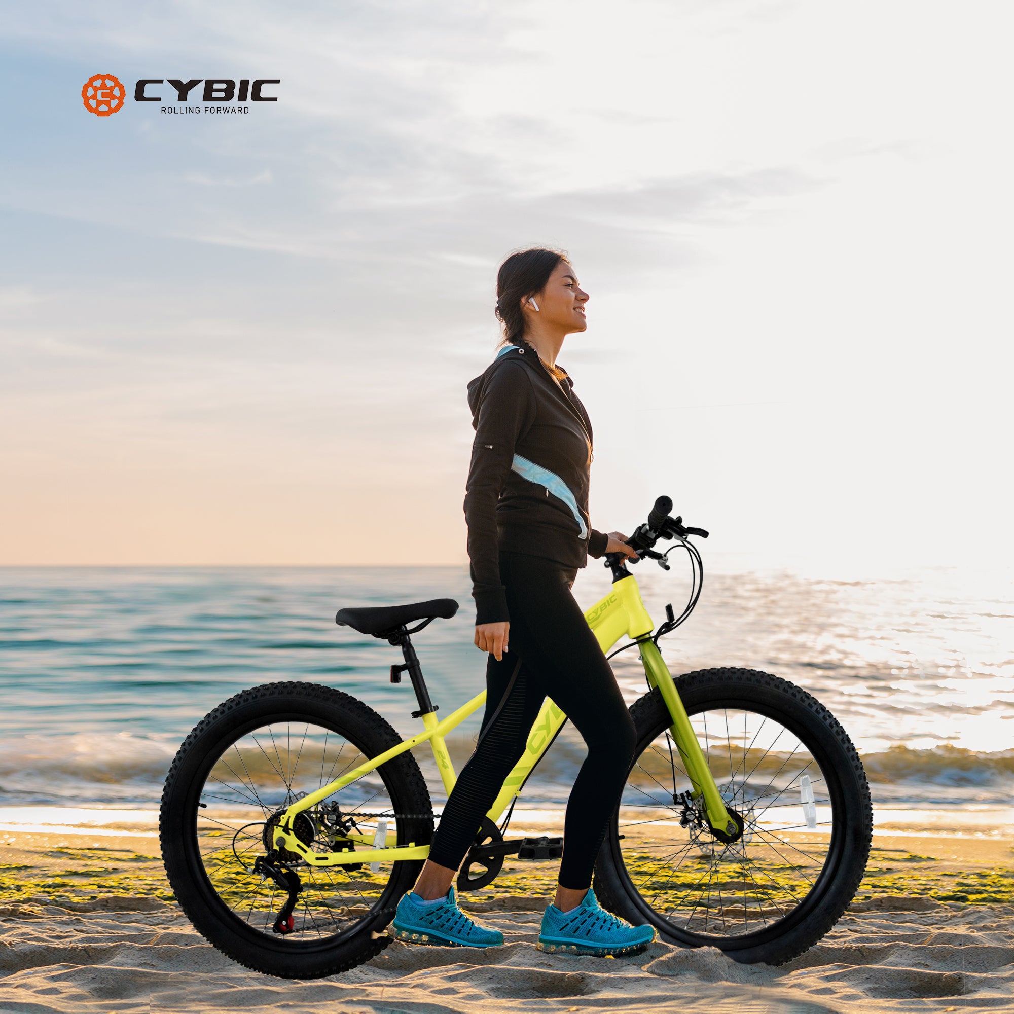 CYBIC Fat Tire Mountain Bike 24 inch Wheels, 7 Speeds