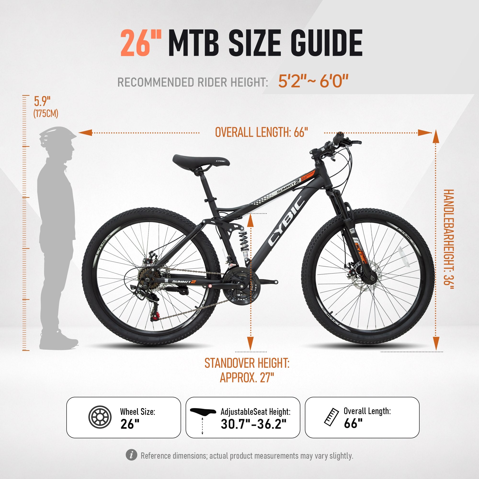 CYBIC 24/26 inch Mountain Bike for Boys Girls and Teens, Full Suspension, Shimano 21-Speed Bicycle with High Carbon Steel Frame, Dual Disc Brakes, Outdoor Sports, Great Gift