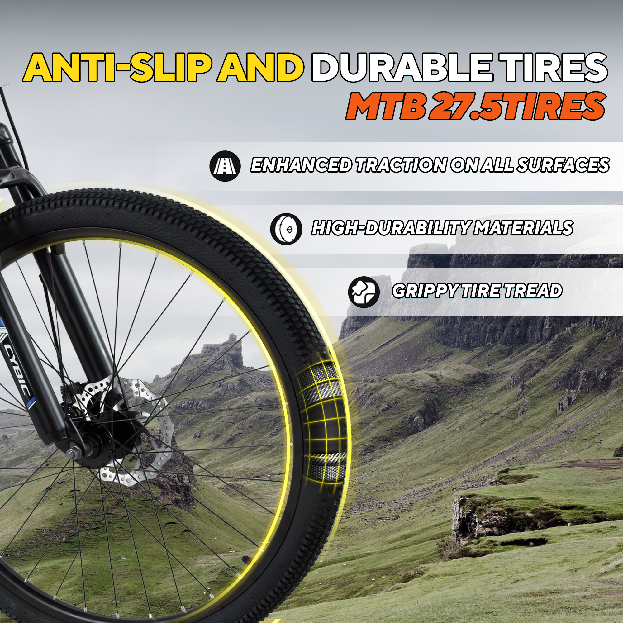 🚴♂️ CYBIC Mountain Bike, Front Suspension, 21-Speed Disc Brake,27.5IN