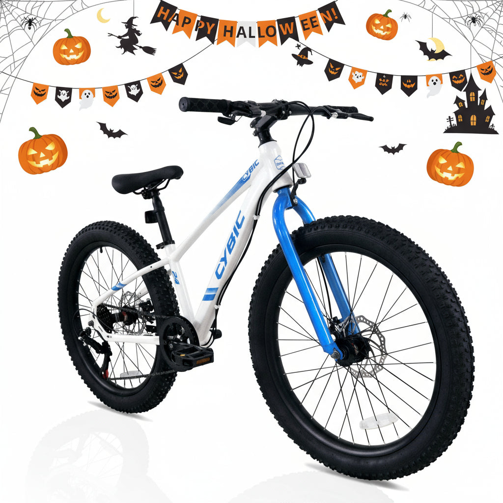 CYBIC Fat Tire Mountain Bike 24 inch Wheels, 7 Speeds