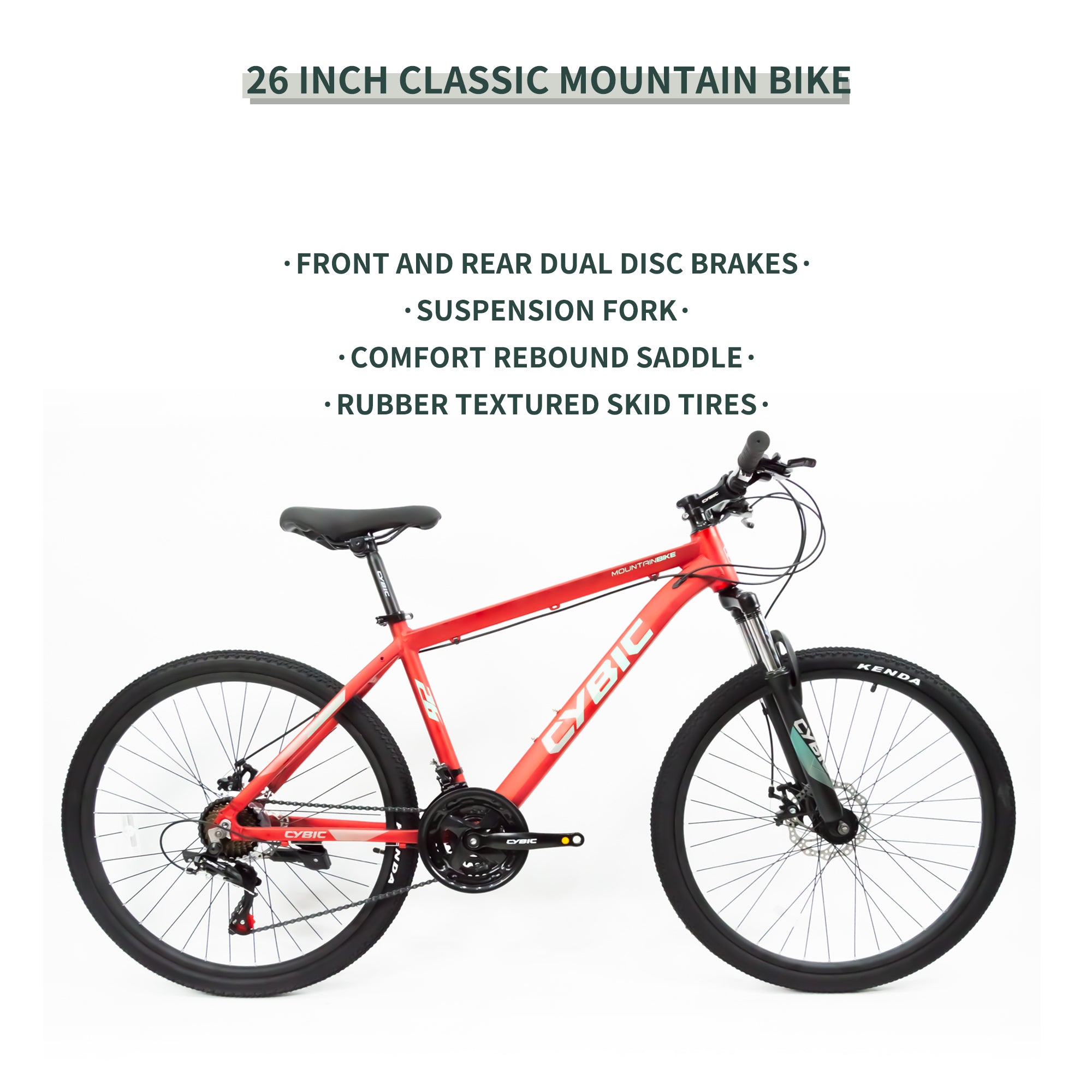 26" Adult Mountain Bike – Aluminum Frame, 21-Speed, Disc Brakes