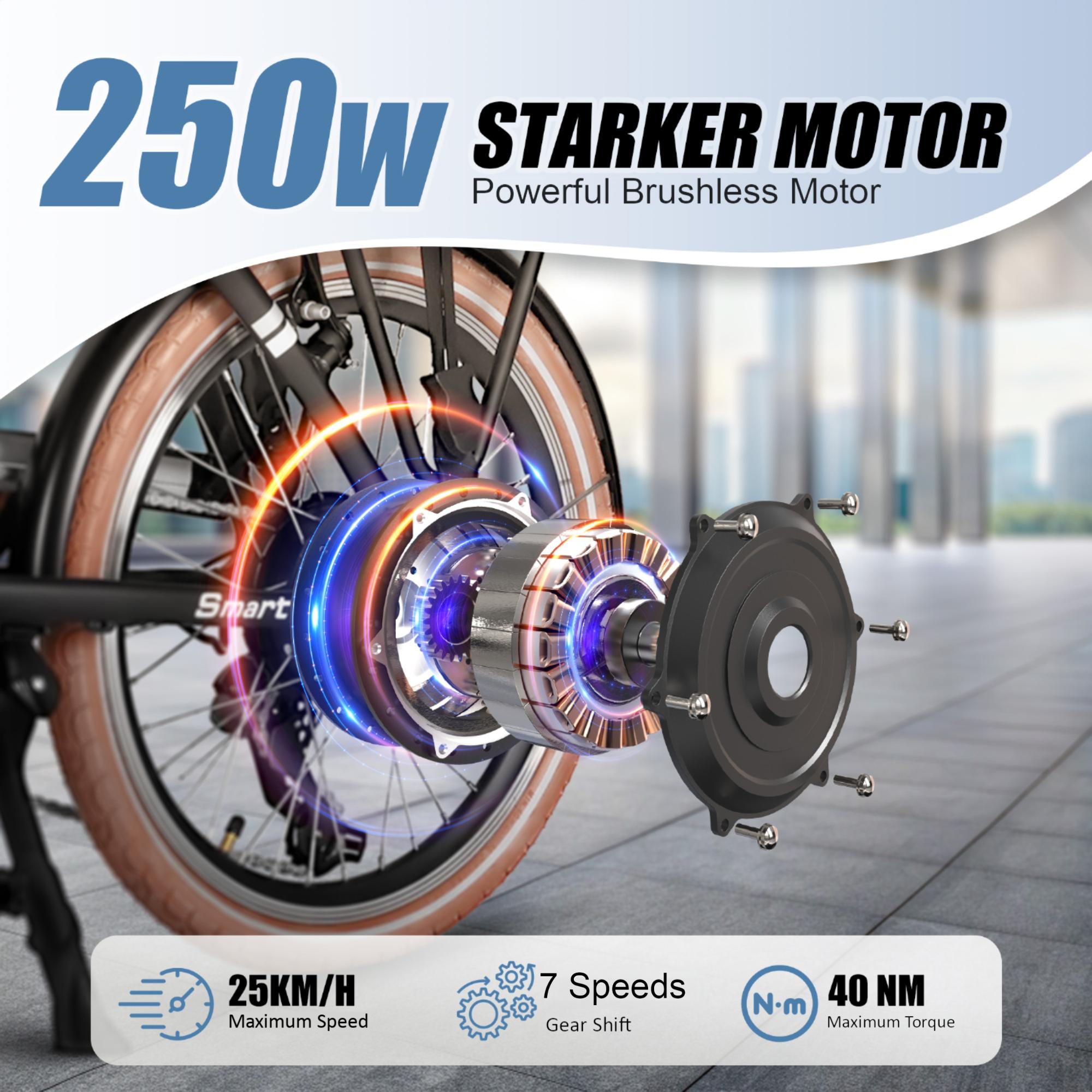 SPA2002 Folding Electric Bike – 250W Rear Drive | 10.4Ah Battery | 7-Speed | Lightweight Aluminum Frame