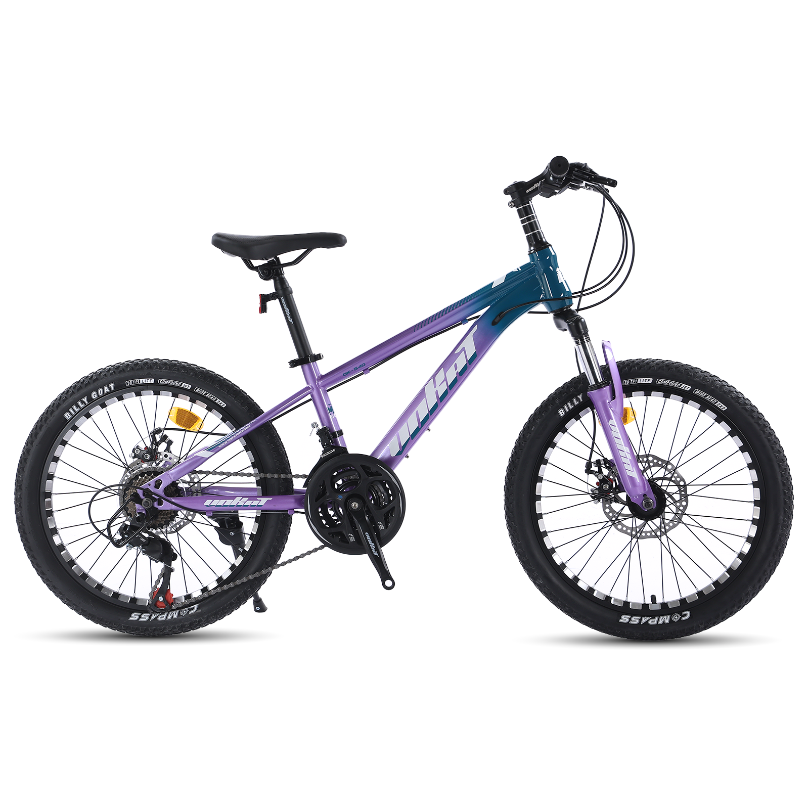 Bicicleta para niños: horquilla de suspensión, 21 velocidades, frenos de disco de cable, neumáticos Compass
