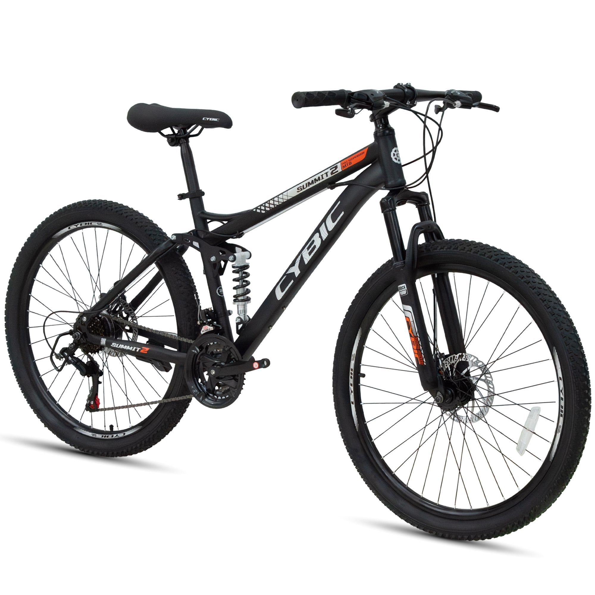 CYBIC 24/26 inch Mountain Bike for Boys Girls and Teens, Full Suspension, Shimano 21-Speed Bicycle with High Carbon Steel Frame, Dual Disc Brakes, Outdoor Sports, Great Gift