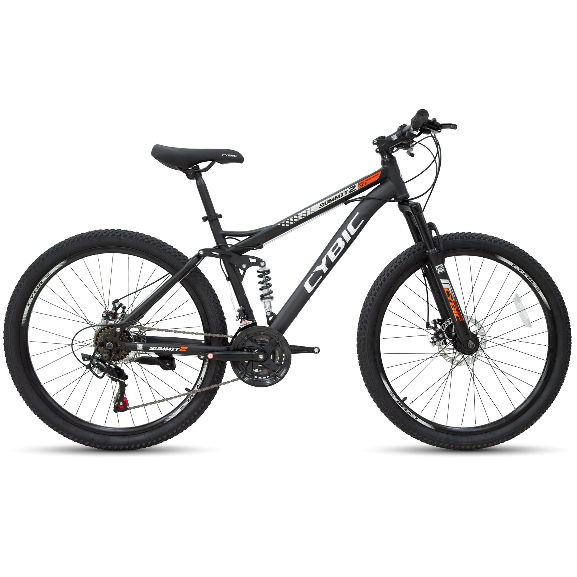CYBIC 24/26 inch Mountain Bike for Boys Girls and Teens, Full Suspension, Shimano 21-Speed Bicycle with High Carbon Steel Frame, Dual Disc Brakes, Outdoor Sports, Great Gift